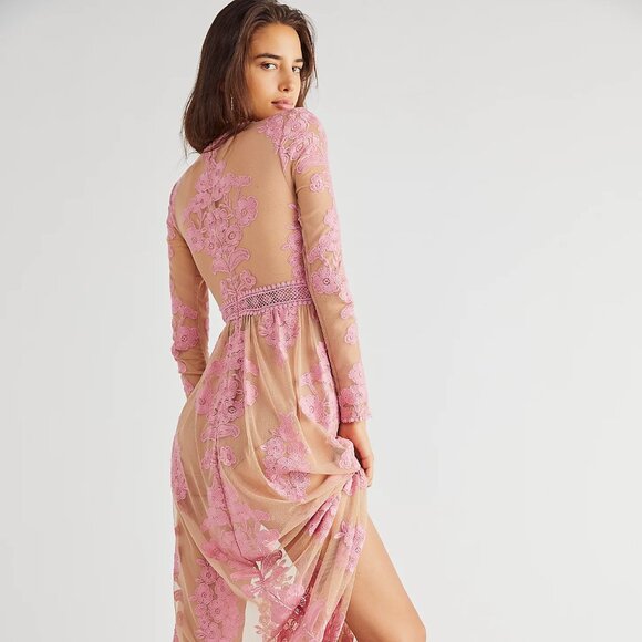 FOR LOVE & LEMONS x FREE PEOPLE Temecula Maxi Dress In Pink NWT - Picture 2 of 13